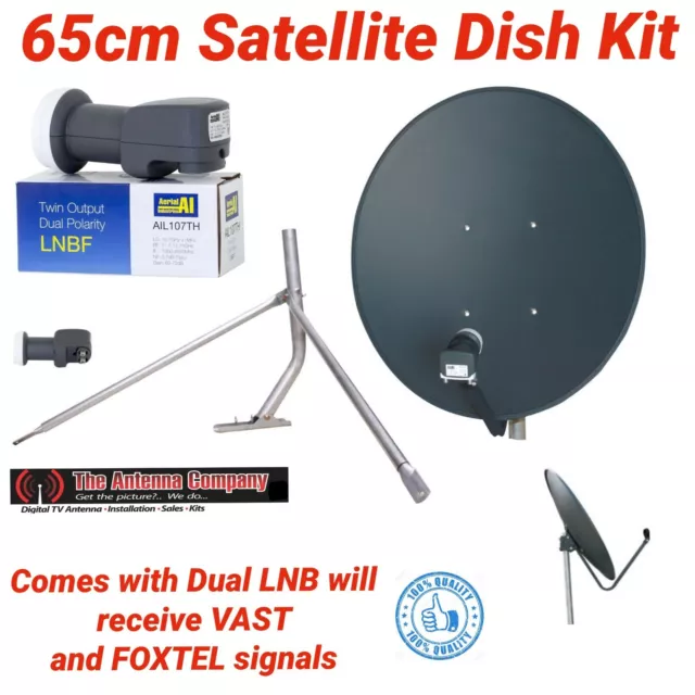 satellite dish kit 65cm lnb twin output foxtel vast compatible digital tv FTA A1