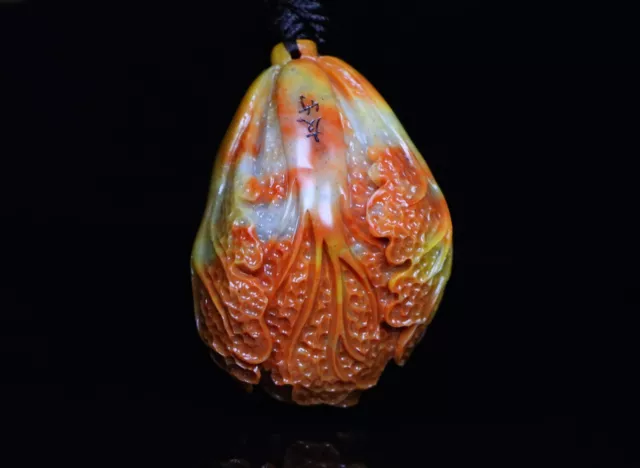 Chinese Natural Shoushan Stone Hand-carved Exquisite Cabbage Statue Pendant 0475