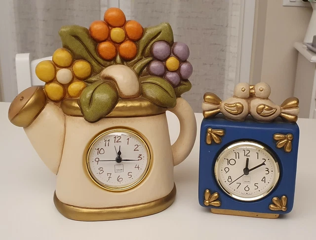 THUN OROLOGIO DA tavolo innaffiato con fiori e uccellini fuori