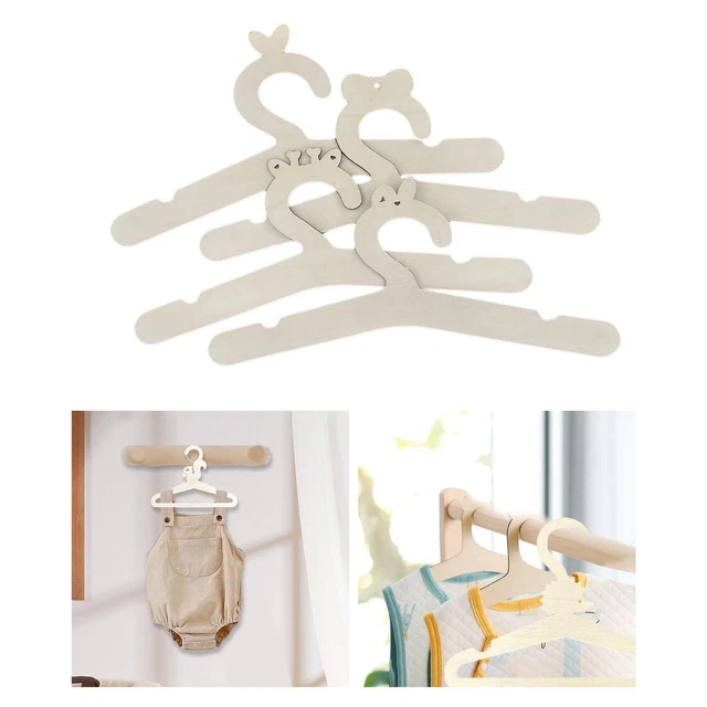 4pcs Bébé Vêtements Cintre En Bois Vêtements Rack Accessoires Pour Crèche