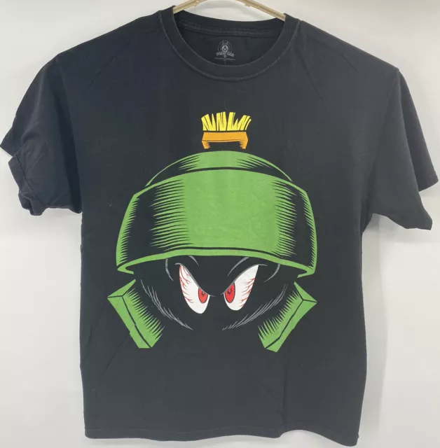 Marvin the Martian Big Face Graphic Black T Shirt Large Looney Tunes