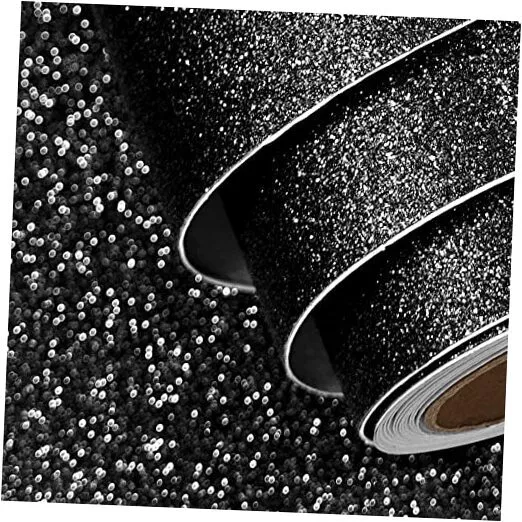 15.8"x240" Black Glitter Contact Paper 15.8 x240 Inches Galaxy Black