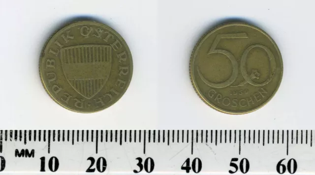 Austria 1959 - 50 Groschen Aluminum-Bronze Coin - Austrian shield 2