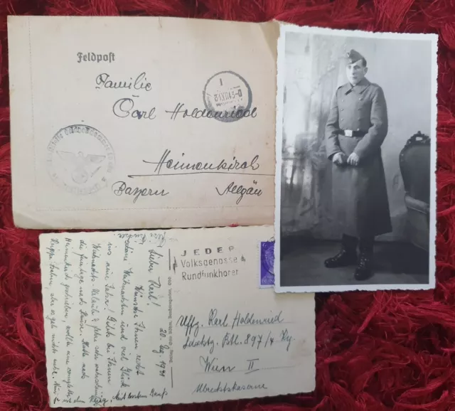 original german ww2 Soldiers Letters And Photograph 27 Mar 1940