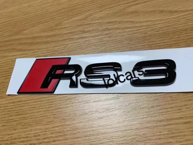 Gloss Black Badge Emblem Logo for Audi RS3 Rear Boot Trunk (adhesive Backing)