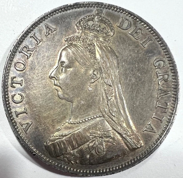 1887 -  Great Britain  -  2 (Double) Florin Silver Coin - Graded by ICCS EF40