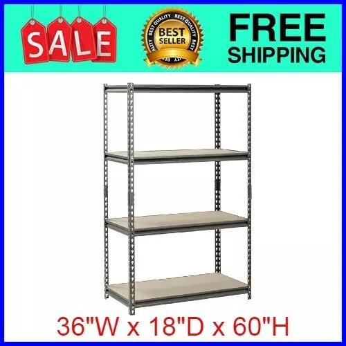 Muscle Rack 36"W x 18"D x 60"H 4-Shelf Steel Freestanding Shelves 500 lbs. Cap