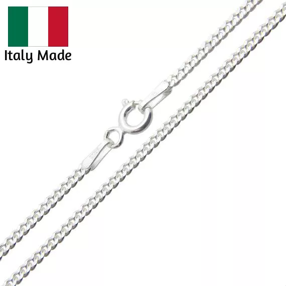 Mens Womens 925 Sterling Silver Curb Cuban Chain Necklace .925 Italy All Sizes
