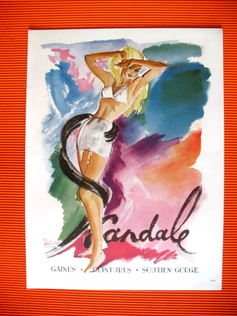 Publicite De Presse Scandale Lingerie Fine Illustration Delmotte Ad 1947