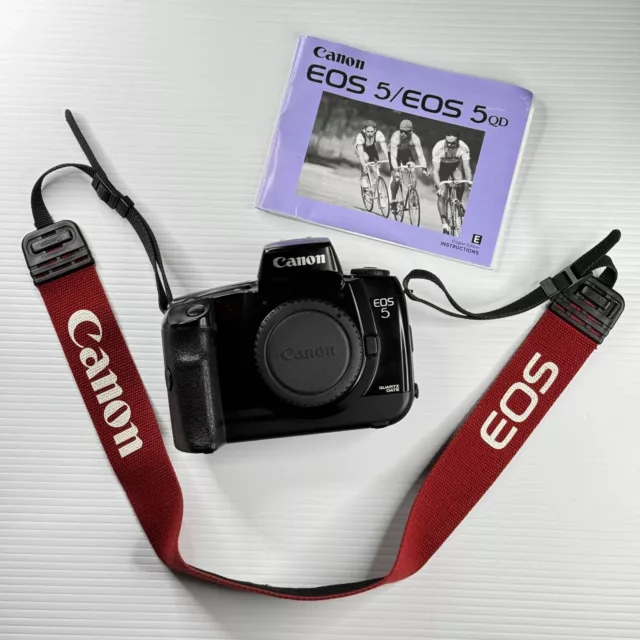 Canon EOS 5 QD 35mm Film SLR Camera Body, Neck Strap and Manual