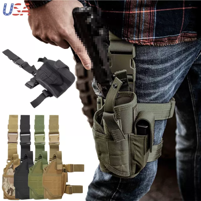 Tactical Molle Right Hand Thigh Gun Holster Adjustable Drop Leg Pistol Holster