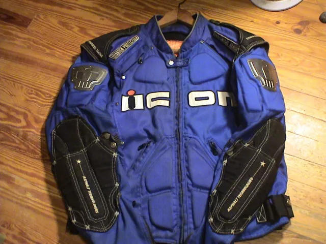 ICON TIMAX TITANIUM Blue Motorcycle Jacket Asphalt Size L 125.00