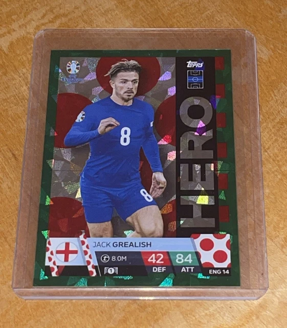 TOPPS MATCH ATTAX Euro 2024 EM ENG 14 Jack Grealish Hero Green Parallel