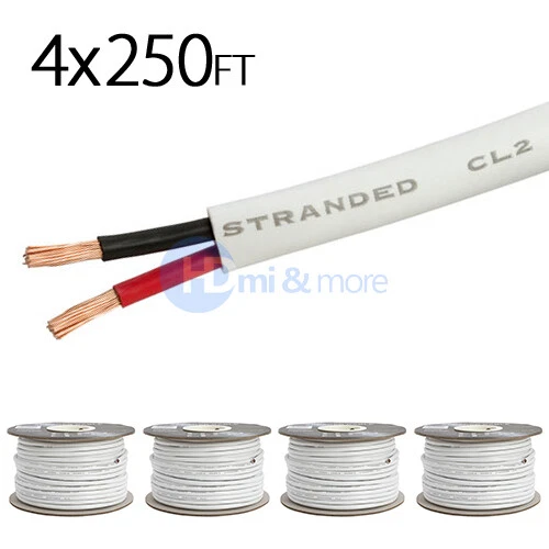 4x 250 FT Feet True 18 Gauge AWG Speaker Wire Cable Car Home Audio 2 Conductor