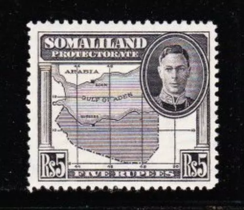 Album Treasures Somaliland Scott # 107  5r George V Map   Mint Hinged