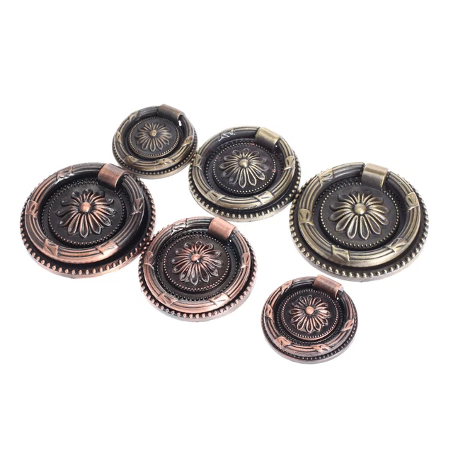Bronze Brass Pattern Door Cabinet Drawer Ring Knob Wardrobe Cupboard Pull Handle