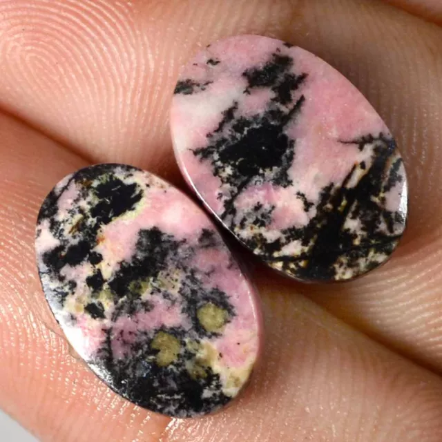 15.65 Cts 100% Natural High Class Rhodonite Pair Matched Cabochon Gemstone OD39