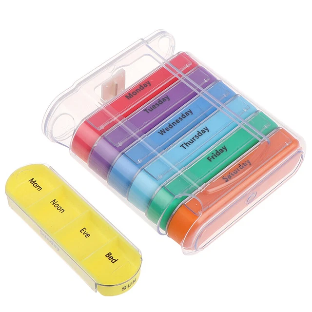 28 Grid Spring Pill Box 7 Day Weekly Pillbox Plastic Storage Container Medici Sg