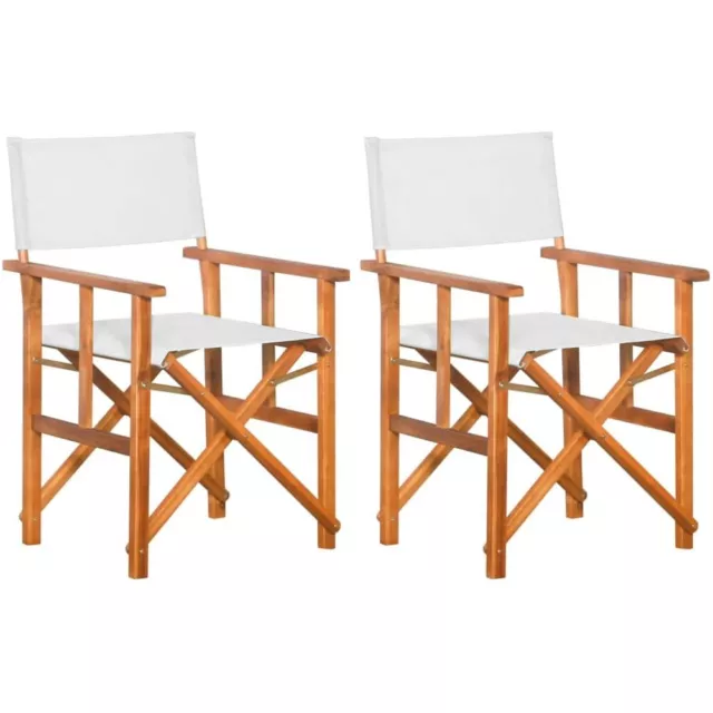 Lot de 2 chaises pliantes avec assise et dossier en tissu blanc et structure en