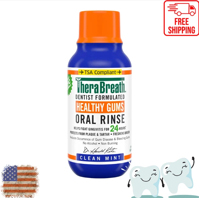TheraBreath Healthy Gums Mouthwash, Clean Mint, Dentist Formulated