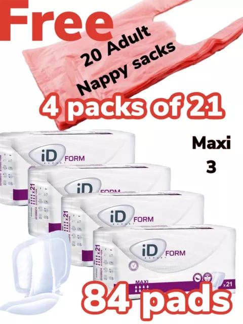 4 x ID Expert Form 3 Maxi - 21er PACK - Inkontinenzhilfe 84 Pads Windeln für Erwachsene