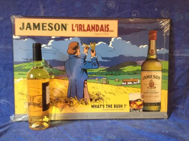 Beau panneau publicitaire en bois sérigraphié  marque de Whisky IRLANDAIS