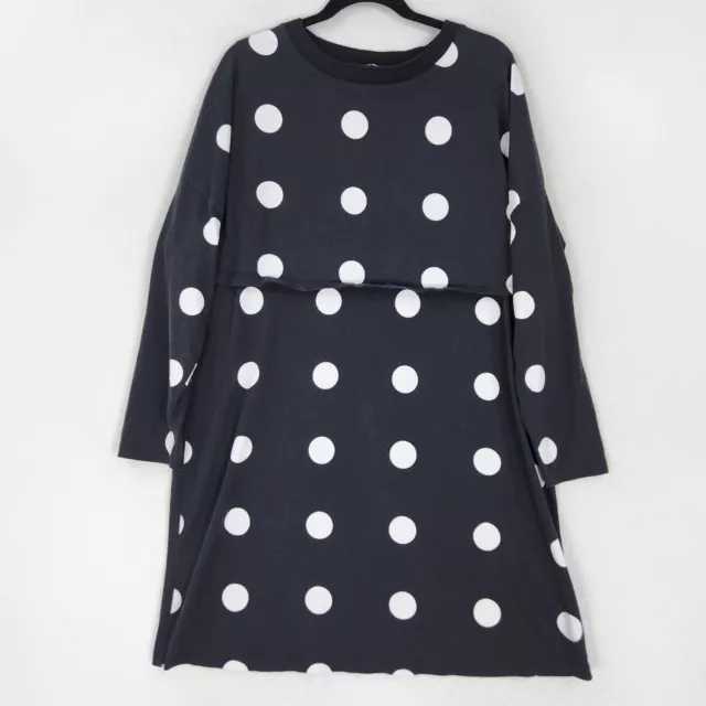 Asos Dress Womens 10 Maternity Black White Polka Dot Nursing Overlay Shirt Dress