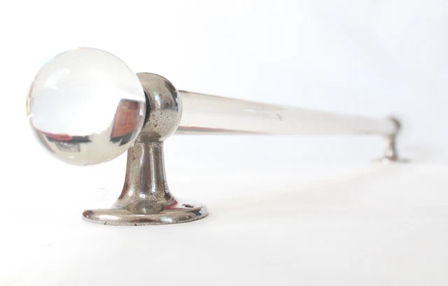 antique glass towel bar rod holder | vtg glass ball deco victorian bath towel