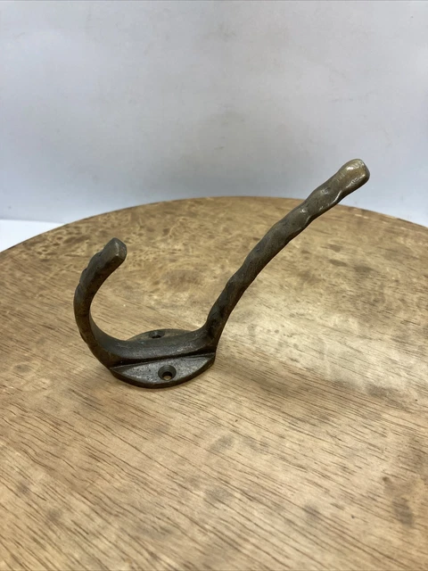 Single Coat Hook House Clothes Tree Bath Robe Brass Vintage Cast Iron 2