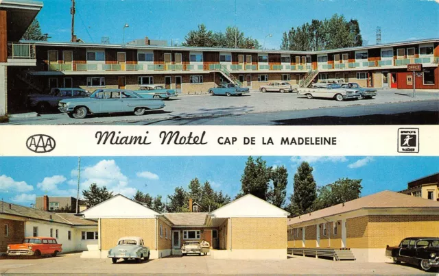 Miami Motel  Vtg Cars Scene Cap De La Madeleine Quebec,Canada 1960's  Postcard