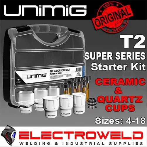 2x UNIMIG T2 T3W Tig Torch Starter Kits Welding Gun Consumables Lens Collets Cup 3