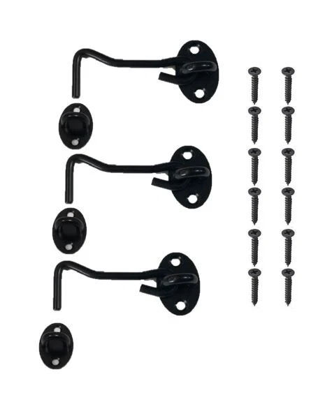 3 Pack 3" Stainless Steel Gate Latch Lock Cabin Hook and Eye Barn Door Latch