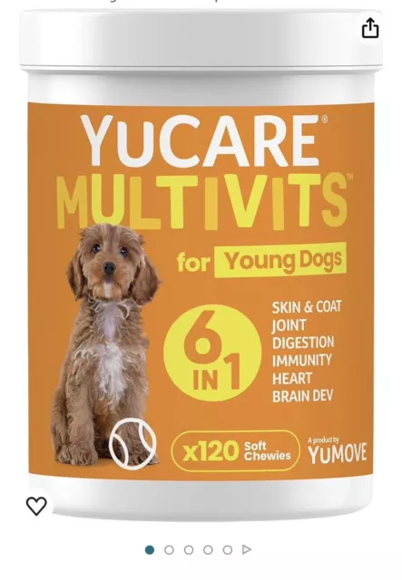 YuCARE MultiVits Young Dogs 6-in-1 Daily Vitamins for Dogs Damaged Tub