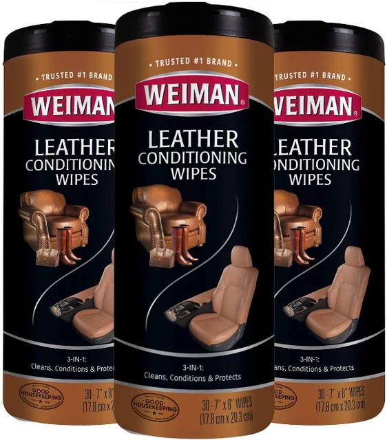 Paquete de 3 toallitas de cuero cera limpiadora para sofás, sofás, bolsos, botas y zapatos 30 unidades