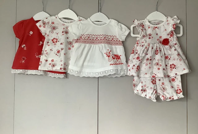 Bellissimo pacchetto di top e pantaloncini a bolla per bambina 3-6 mesi abiti mix match