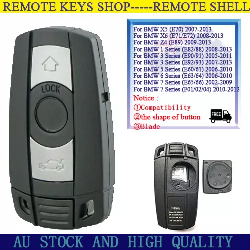 Remote Key Case for BMW 1 3 5 6 Series X5 Smart Key Shell Fob with Battery Cover