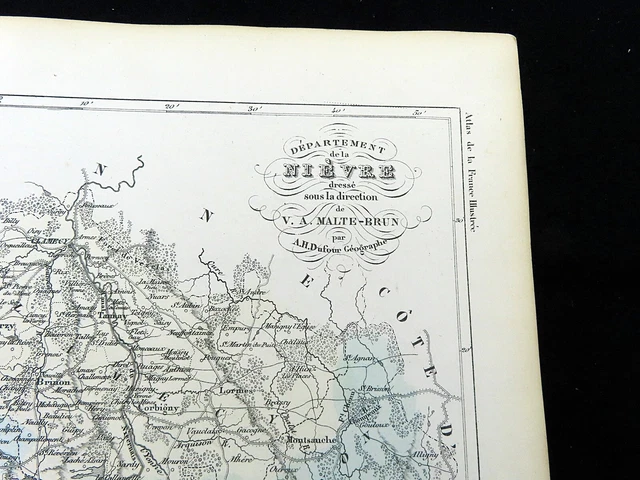Antique Map of Nevers Cosne Cours sur Fourchambault Loire Nievre France 1853 2