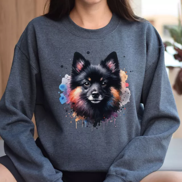 Schipperke dog mom Color Splash Unisex Sweatshirt Black Navy Dark Heather 3