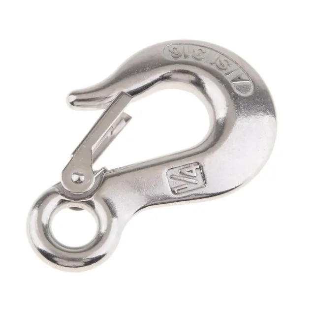 Stainless Steel 316 Clevis Slip Hook with Safety Latch 1/4 inch Marine Grade