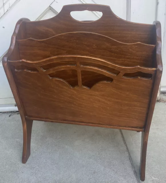 Vintage Butler Solid Mahogany Wood Magazine Rack #805 Newspaper Holder 4 Pocket