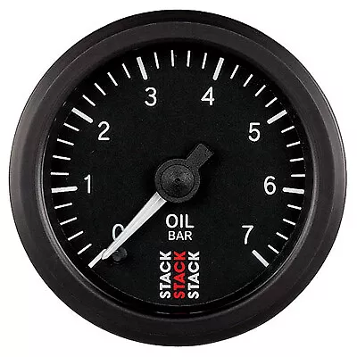 Stack Mechanical Oil Pressure Gauge - 0-100 Psi 52mm - Black Dial Face