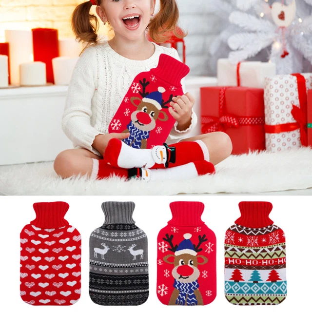 Weiche große Heißwasserflaschenabdeckung Weihnachten Heißwasserflaschen Strickbezug Tasche