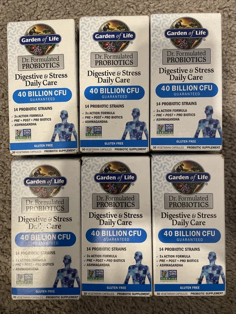 6 boxes Garden of Life Probiotics Digestive & Stress Daily Care, 30 capsules NEW 6 boxes Garden of Life Probiotics Digestive & Stress Daily Care, 30 capsules NEW