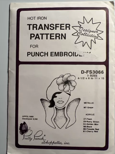 Pretty Punch Patrones de Transferencia de Hierro Caliente Moda Dama Punch Bordado Aguja