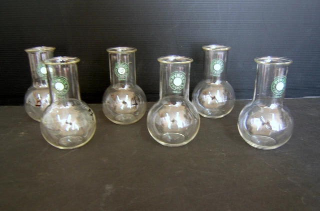 Lote 6 Jarrón Frasco De Laboratoire Farmacia Pyrex 100 ML Antiguo