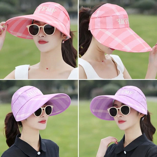 UV PROTECTION VISOR Caps Women Wide Brim Sun Hat Beach Cap Protection ...