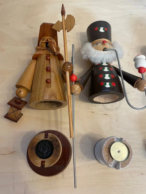 Set: 4x Räuchermännchen (Fischer/Angler, Schaffner, Nachtwächter, Hirte) Rauch 13