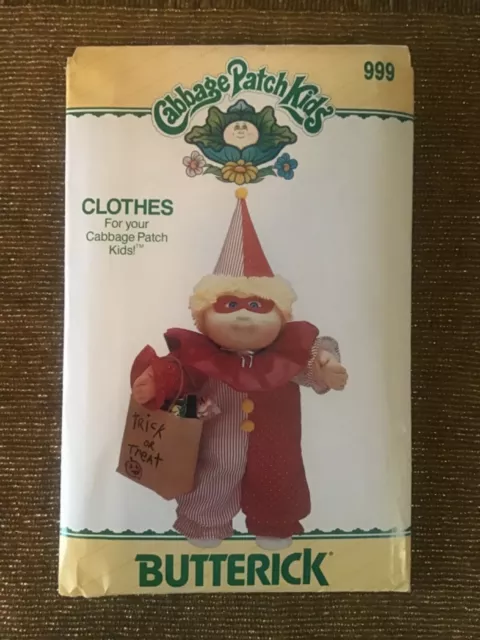 Butterick 999 Cabbage Patch Kids 16” Doll Clown Costume Pattern Uncut