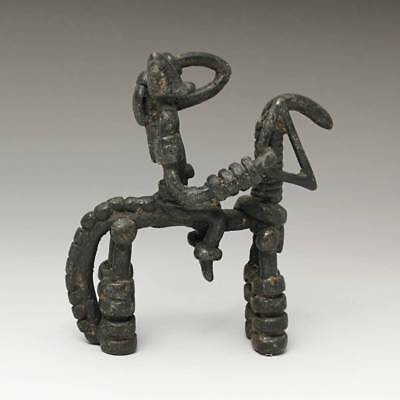 Vintage African Cast Bronze Horse And Rider Dogon Mali West Africa 20Th C.