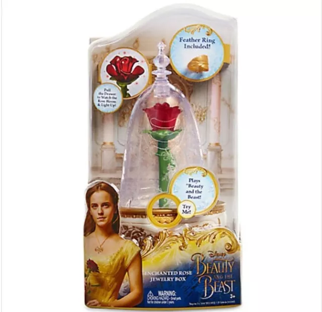 DISNEY BEAUTY AND THE BEAST LIVE ACTION FILM ENCHANTED ROSE JEWELRY BOX Light Up